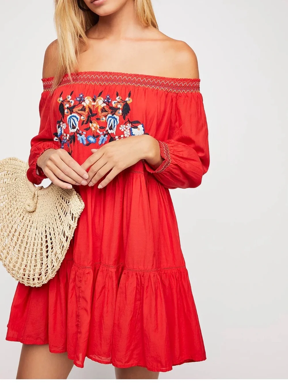 Free People Sunbeams Mini Dress in Red XS